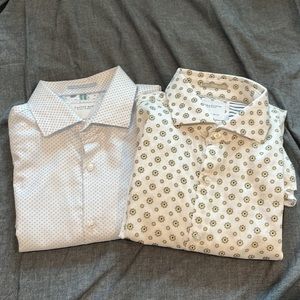 LOT OF TWO RICKY SINGH DOBBY BUTTON DOWN SHIRTS LIKE LUCKY BRAND BANANA REPUBLIC